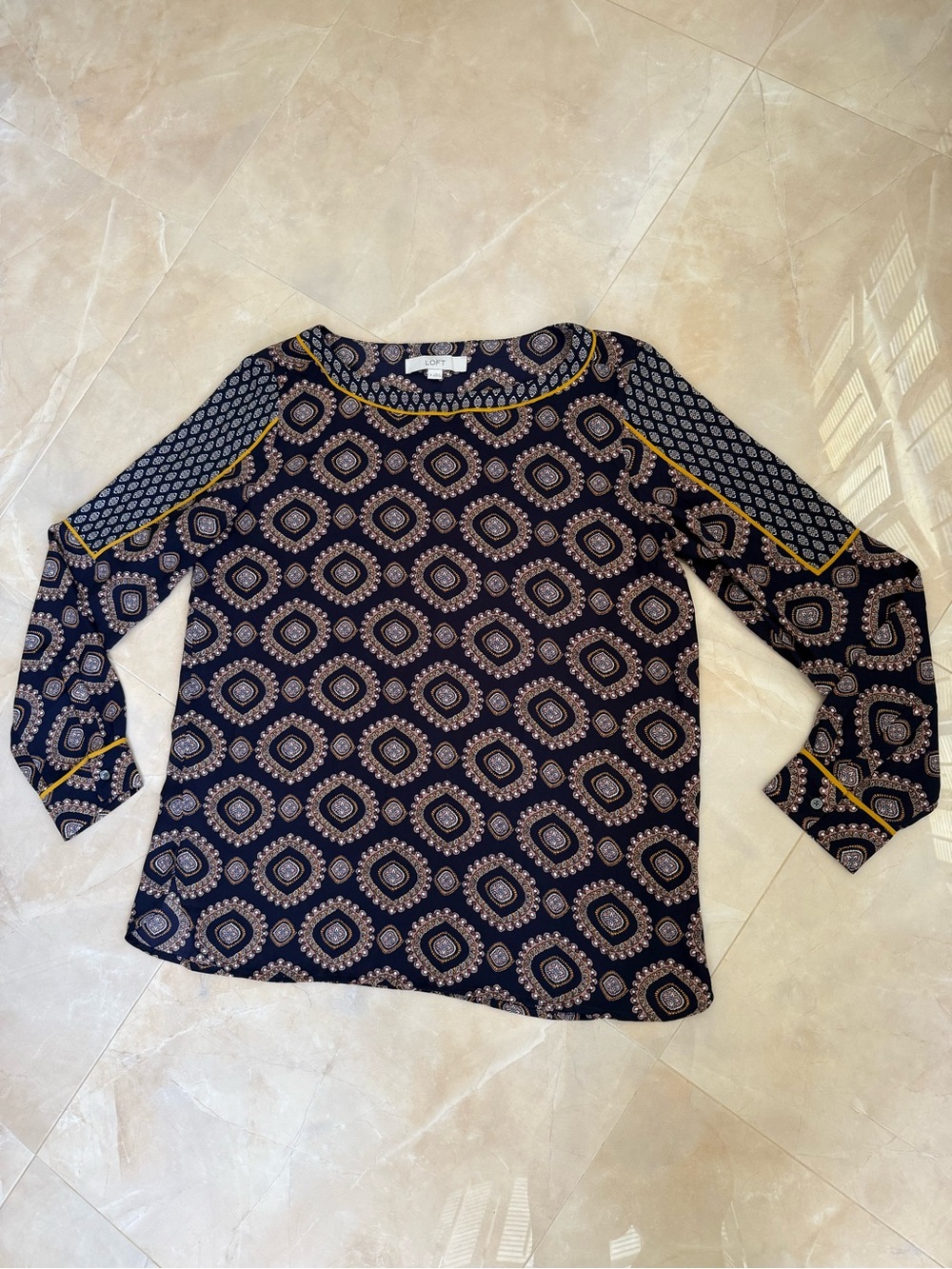 LOFT blouse geometric medallion print